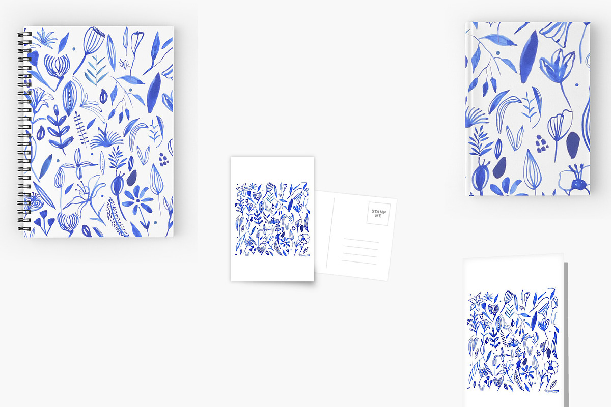 Indigo Blue Flowers Collection, a Decorative Illustration by ElicoelhoDesign Shop (Photo 9 of 10)