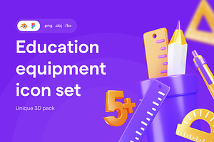 Education Equipment 3D Icon Set