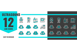 Ultrasound line icons, a Healthcare Illustration by Vector Tradition