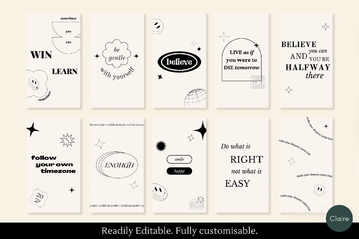 Positive Quotes Social Media Kit, a Social Media Template by Clairee Design Studio (Photo 5 of 7)