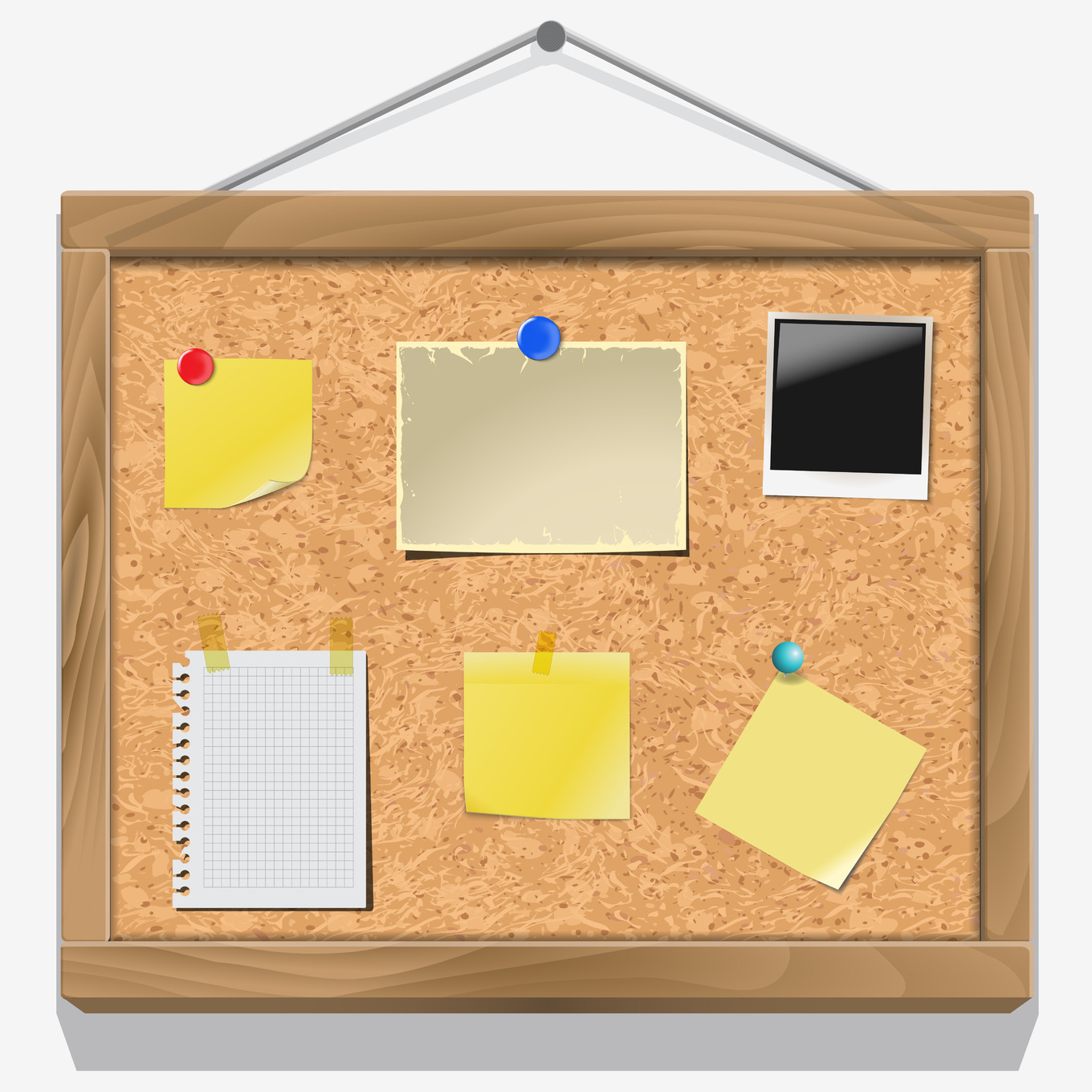 Items pinned to a cork message board, an Object Graphic by piter.goskov