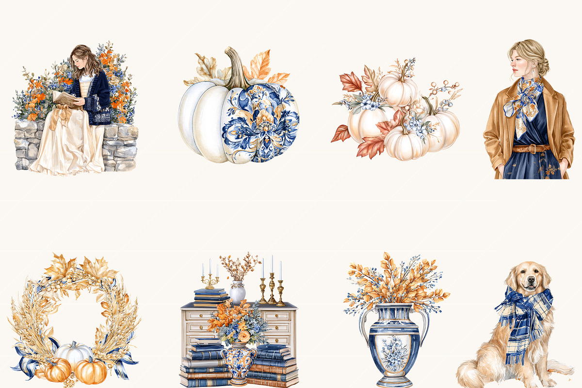 Watercolor Countryside Fall Clipart, a Seasonal Illustration by BusyDaydesign (Photo 2 of 9)