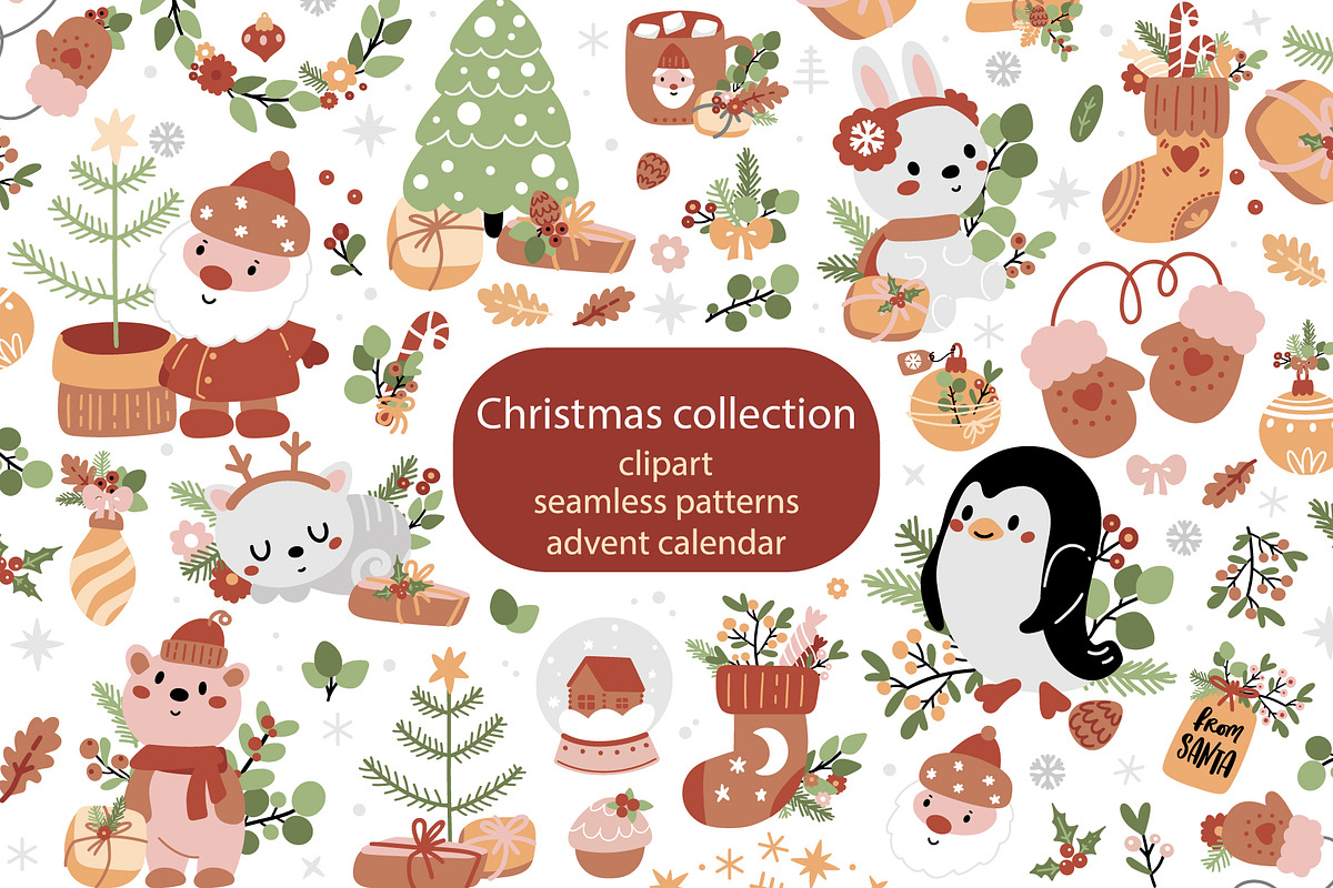 Christmas collection with animals, a Graphic by rosypatterns (Photo 1 of 9)
