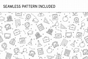 School Icons and Pattern, an Outline Icon by PixMarket (Thumbnail 3 of 3)