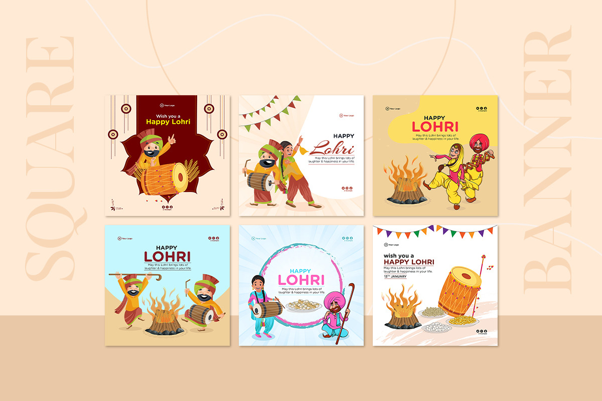 Happy Lohri Instagram Bundle, a Social Media Template by Creative Hatti (Photo 3 of 5)