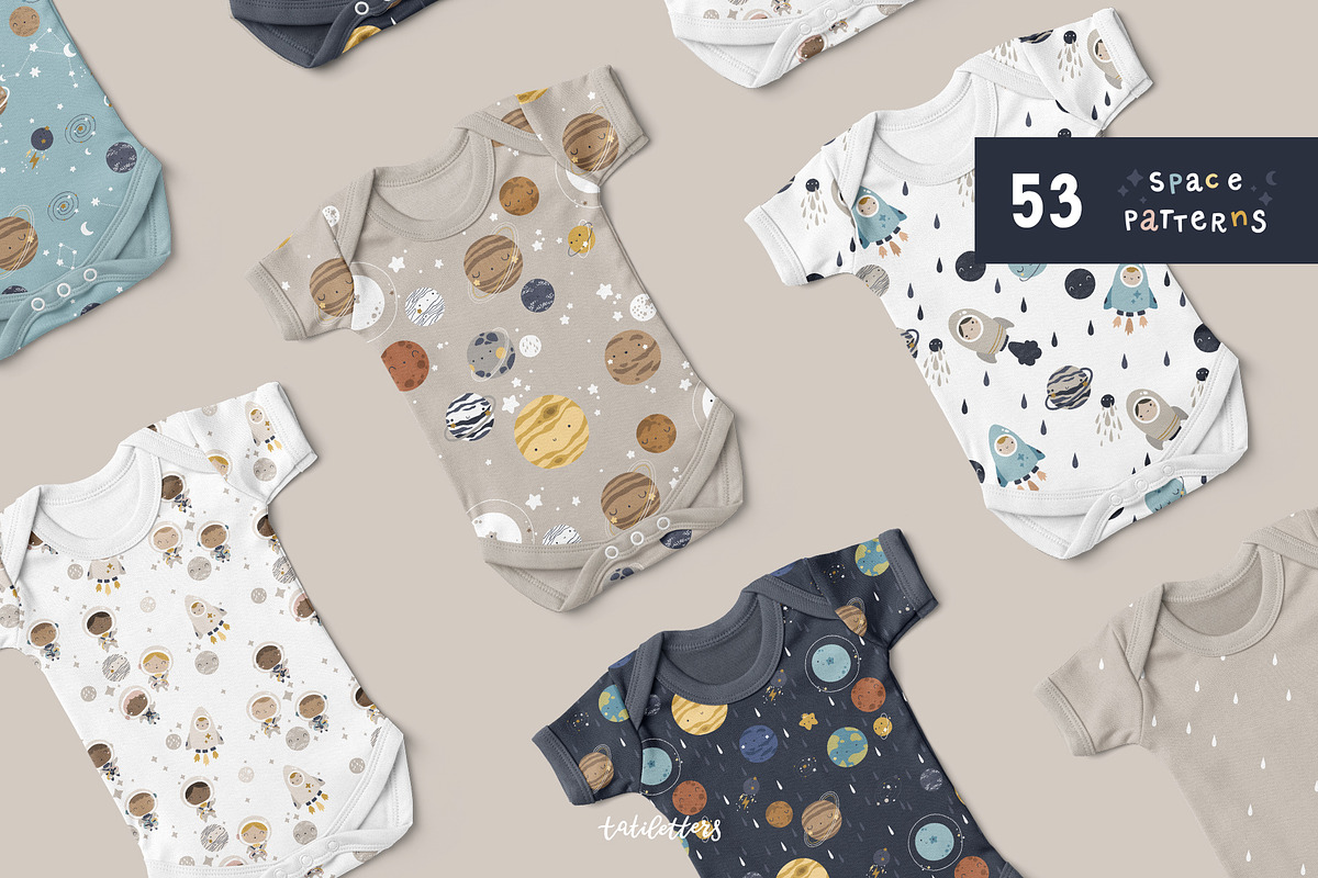 Space time Kids patterns, a Pattern Graphic by tatiletters (Photo 2 of 14)