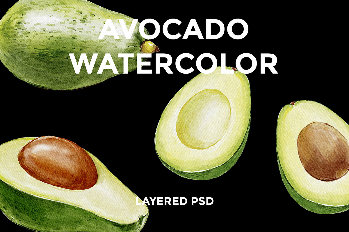 Avocado digital watercolor, a Food Illustration by wedraw (Photo 1 of 3)