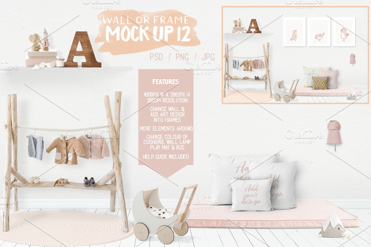 Kids Room Wall/Frame Mock Up 12, a Print Template by Whimsicality (Photo 1 of 2)