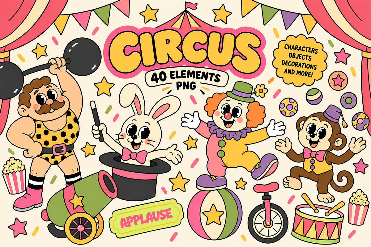 Vintage Circus Clipart Collection, a Decorative Illustration by Alina Sh (Photo 1 of 10)