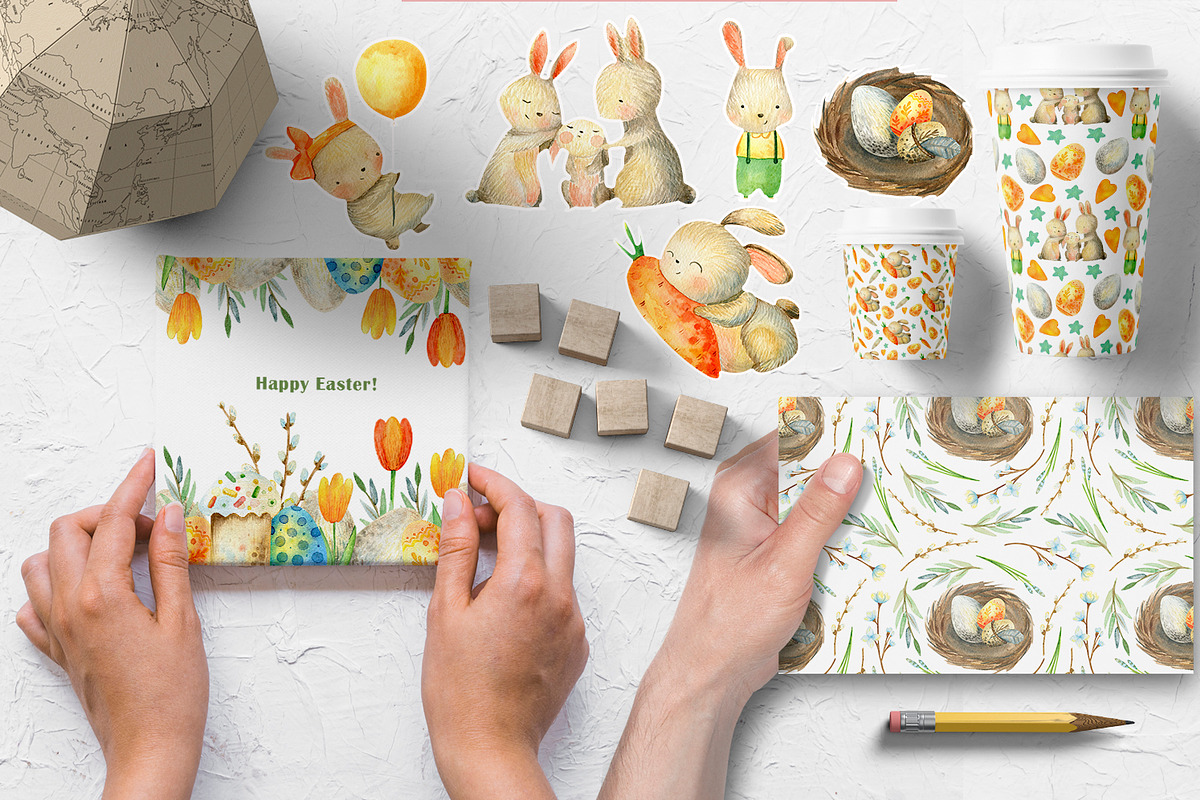 Happy Easter. Watercolor set, a Decorative Illustration by annasokol_ (Photo 5 of 5)