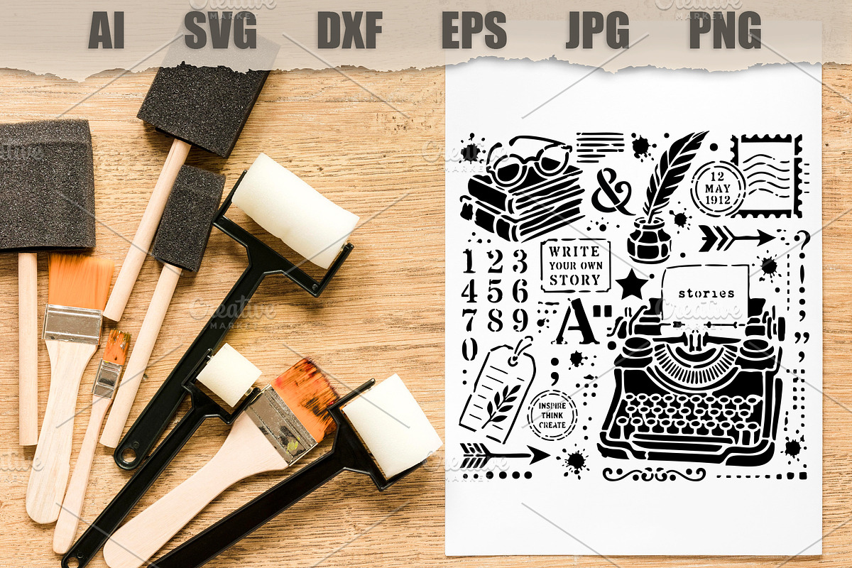 Stencil Vintage Writing Desk, an Object Illustration by MARYCRAFTIRIA (Photo 2 of 3)
