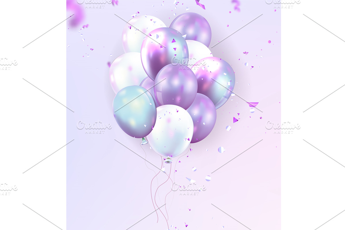 Realistic balloon bunch with, an Object Illustration by art PVP - market