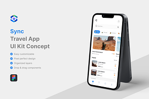 Sync - Travel App UI Kit, an UI Kit Template by iDoodle Studio