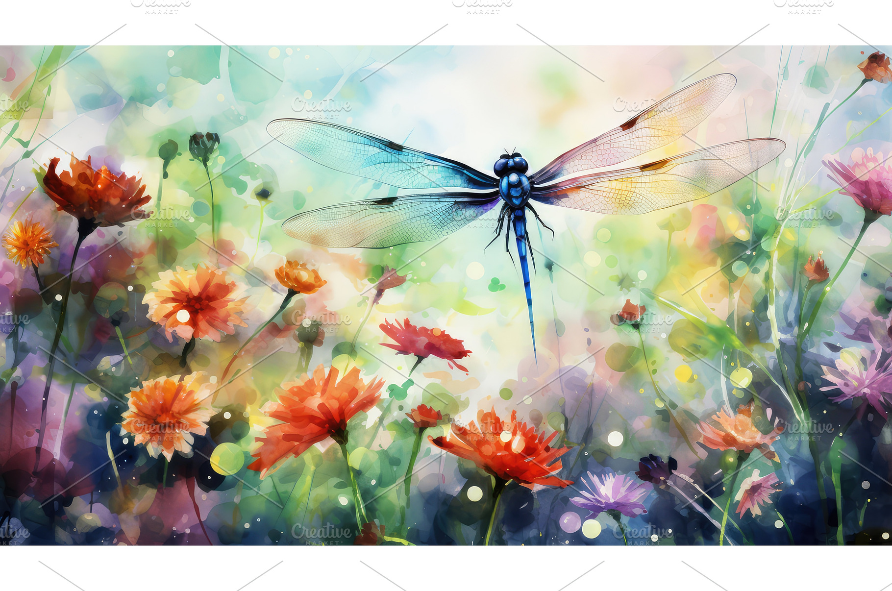 wings water color dragon fly ai, an Animal Photo by pikepicture