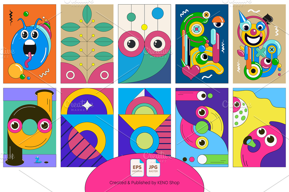 Big bundle 40 cartoon posters. Art., an Animal Illustration by KENO Mascots (Photo 3 of 5)