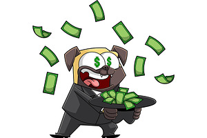 Funny Mafia Pug Cartoon Character, an Illustration by HitToon