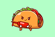 Cute Taco Holding Sauce Gun Cartoon, a Food Illustration by Catalyst Labs (Thumbnail 3 of 3)