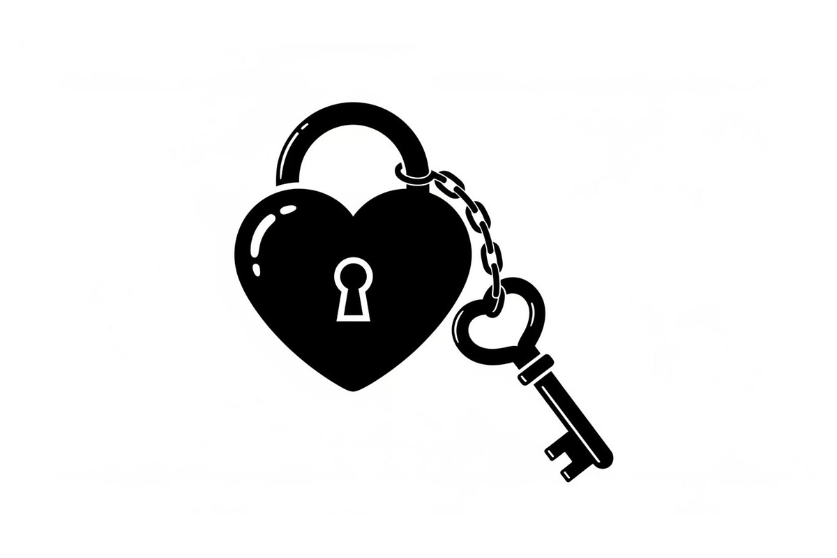 Heart Lock and Key Silhouette Icons, an Illustration by Designer_Momina (Photo 6 of 51)