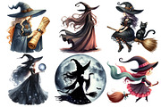 Vintage Halloween Witch Clipart, an Illustration by Pixels.Craft (Thumbnail 2 of 7)