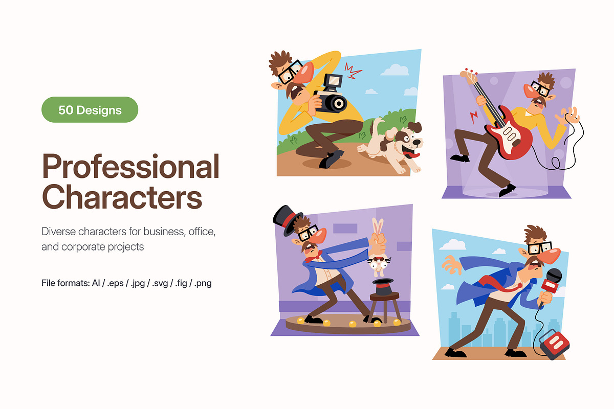 50 Professional Illustrations, a Person Illustration by Prosymbols (Photo 1 of 9)