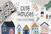 Cute houses and trees, a Decorative Illustration by Olia (Thumbnail 1 of 10)