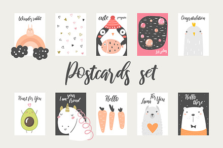 Postcards with animals