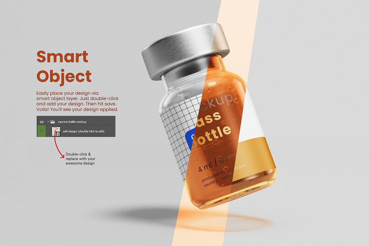 Vaccine Glass Vial Bottle Mockup Set, a Packaging Mockup by Remnand Studio (Photo 3 of 9)