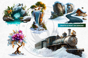 Watercolor Winter Scenes Cliparts, a Seasonal Illustration by ThatsDesignArt (Thumbnail 12 of 17)