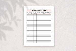 Blood Sugar Log, Blood Sugar Journal