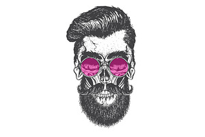 Hipster Skull Of Human With