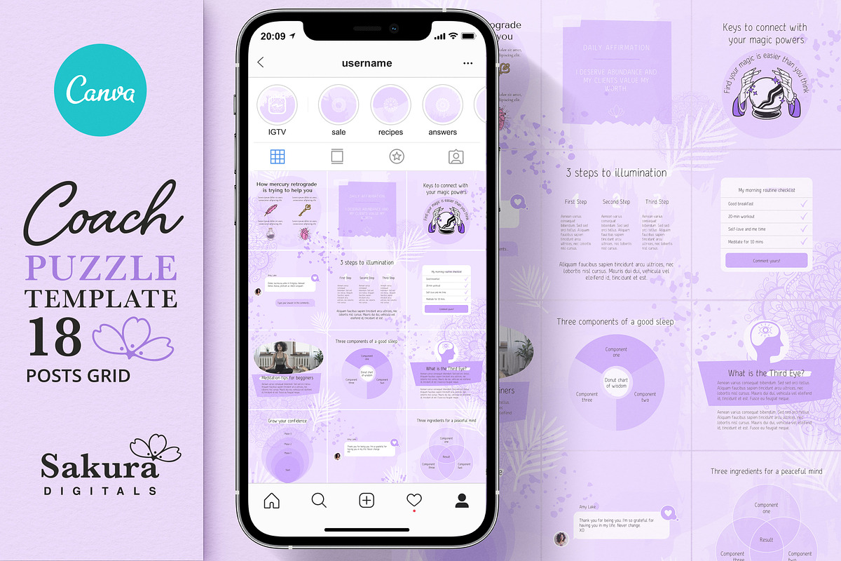 Spiritual Coach Instagram Puzzle, a Social Media Template by Sakura Digitals (Photo 1 of 4)