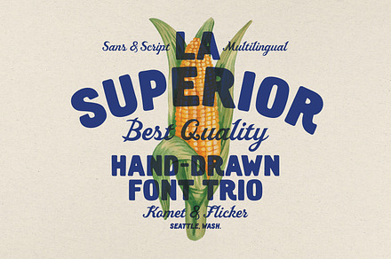 La Superior - A Hand Drawn Font Trio, a Script Font by Komet & Flicker