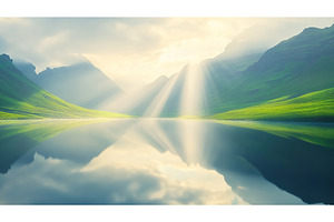 Serene Mountain Lake Reflecting, a Nature Photo by Lermont51