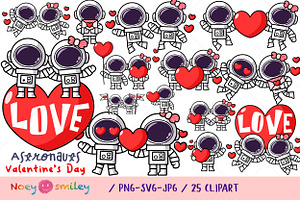 Cute Astronaut couple Valentine day