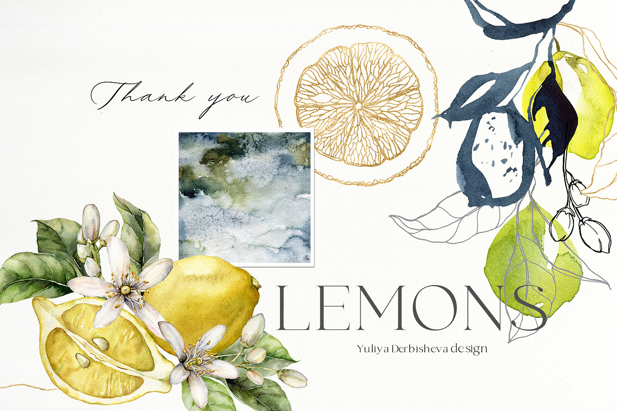 Lemon Watercolor illustration floral, a Food Illustration by Yuliya Derbisheva (Photo 9 of 9)