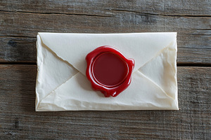 Envelope with red wax seal, an Abstract Photo by AlyaAnd