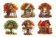 Watercolor Autumn Treehouse Clipart, an Illustration by Daily.Designs (Thumbnail 5 of 5)