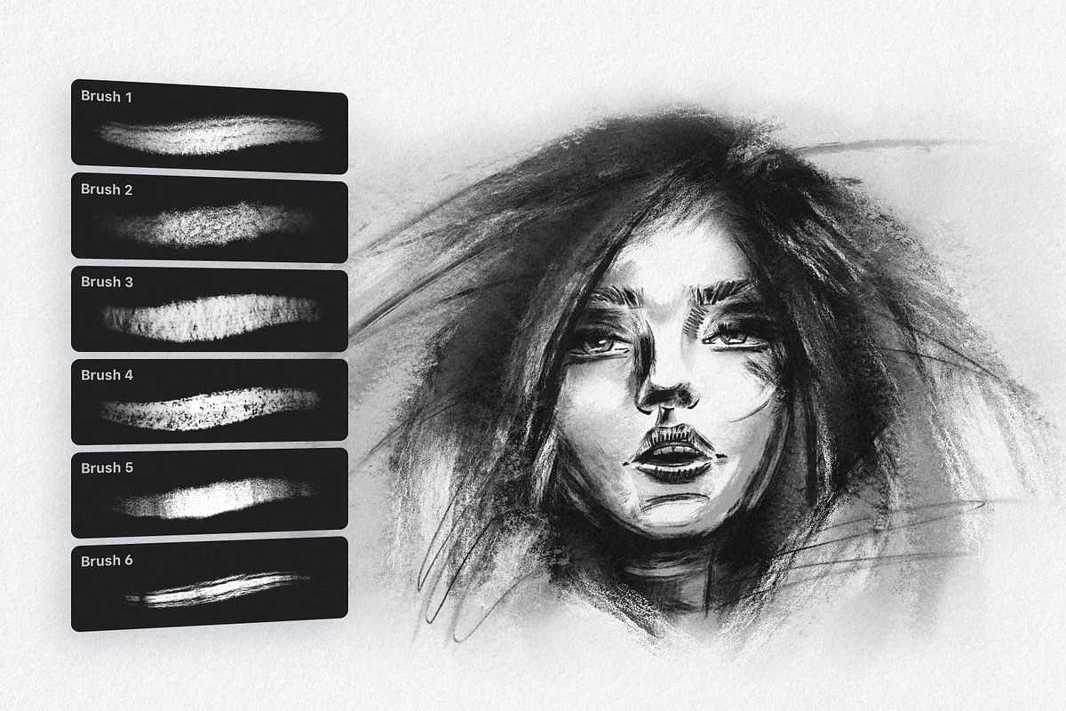 Charcoal Sketch Photoshop Brushes, a Brush Add-On by pixelbuddha.net (Photo 6 of 7)