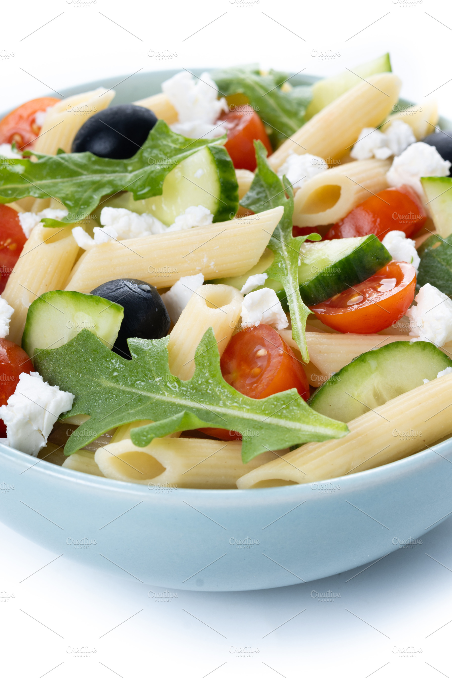 Mediterranean Pasta Salad in bowl with Fresh Vegetables and Herbs, a Food & Drink Photo by etorres69