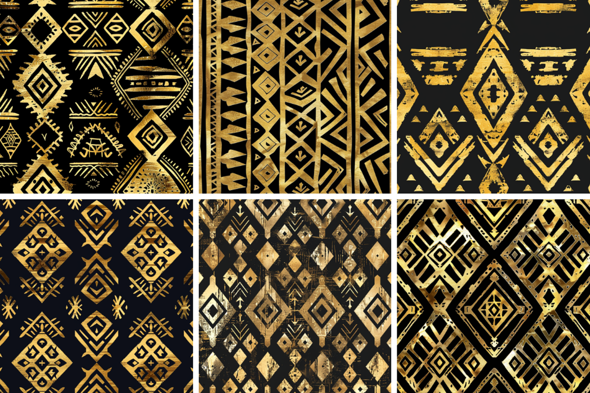 Gold Tribal Seamless Patterns, a Pattern Graphic by PrintablesByFranklyn (Photo 4 of 4)