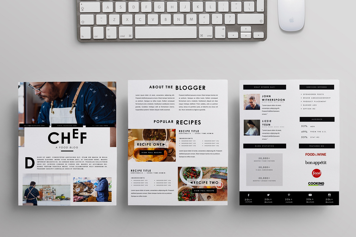 3 Page Media Kit Template, a Stationery Template by Blogger Kit Co. (Photo 1 of 7)