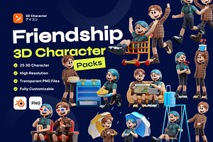 Friendship 3D Character, a Characters & Person 3D Model by orenjidesign