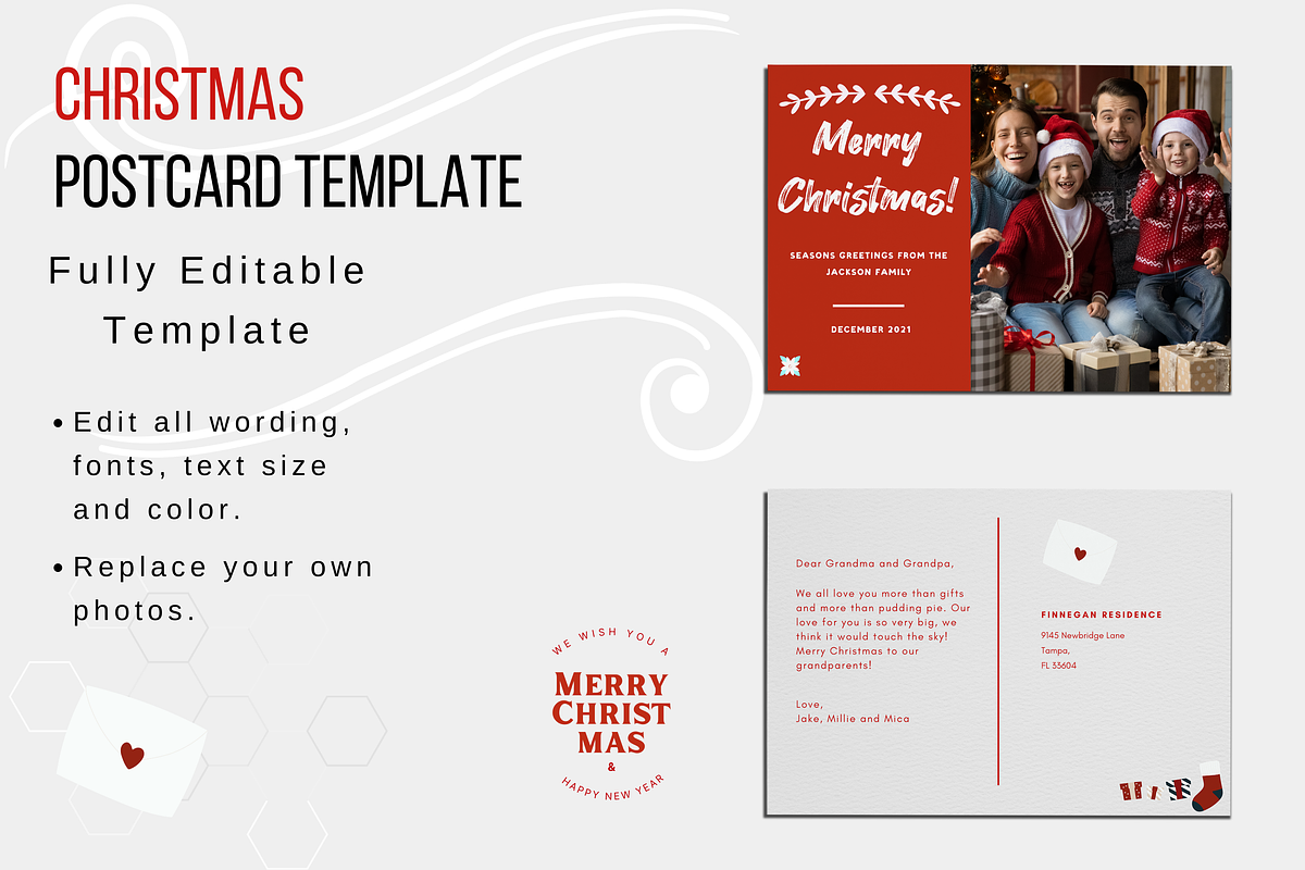 Christmas Family Postcard, a Card Template by Kay Designs (Photo 3 of 4)