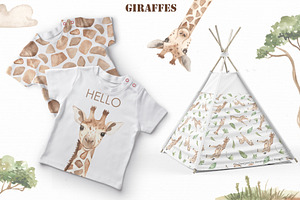 Giraffes. Watercolor Collection