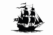 Vintage Sailing Ship Vector Pack, an Illustration by Creativeshirt (Thumbnail 5 of 9)
