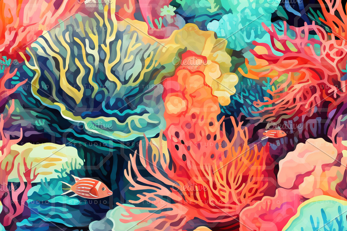 MYSTICAL REEF. Seamless Pack, a Texture Illustration by RefinedFantasyStudio (Photo 3 of 9)