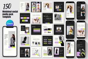 150 Animated Canva Instagram Pack, a Social Media Template by TheBrightGrap