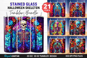 Stained Glass Halloween Skeleton Tum