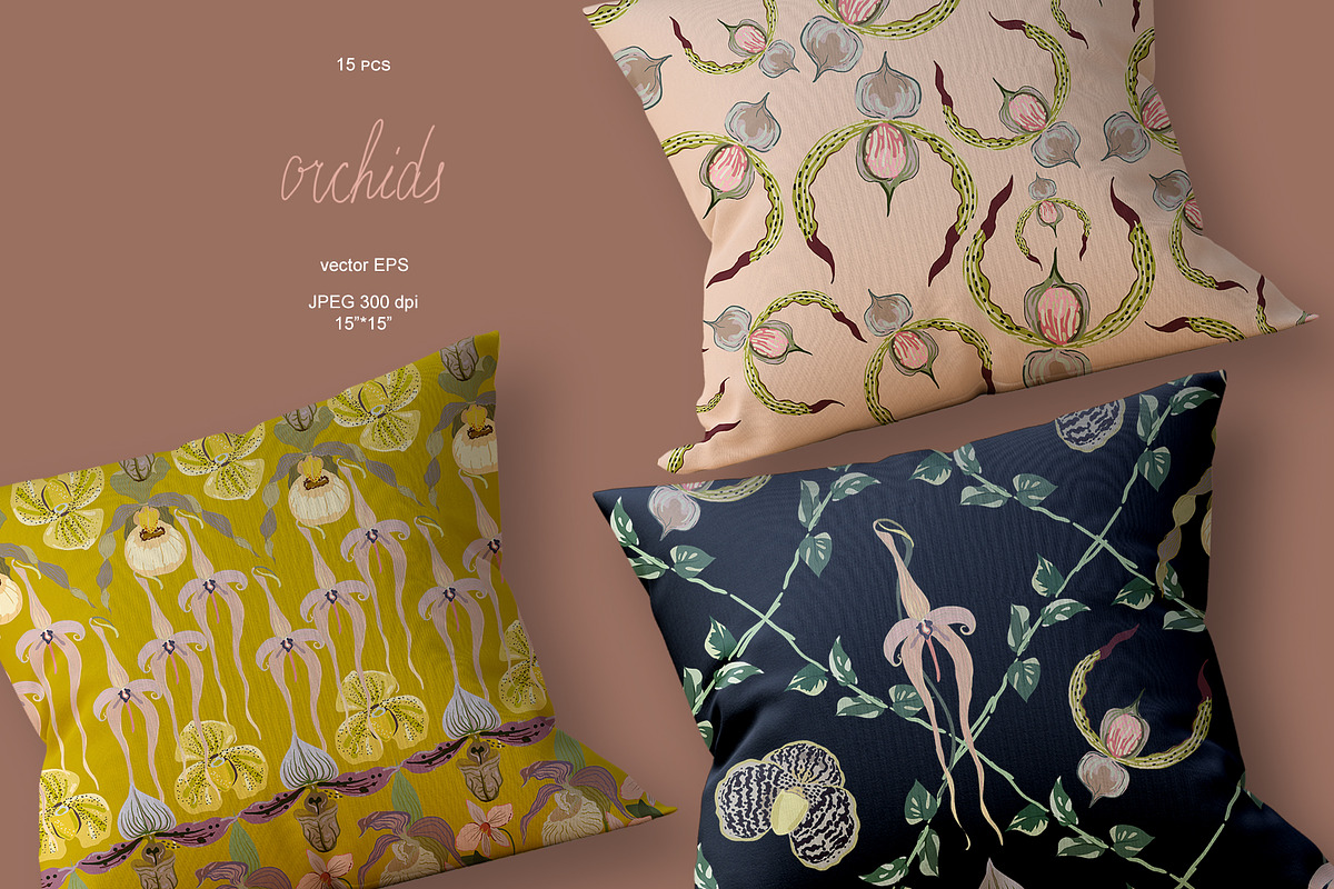Orchid jungle seamless vector set, a Pattern Graphic by PatternsBlooming