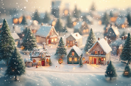 A festive Christmas village filled, a Photo by Pavel_design